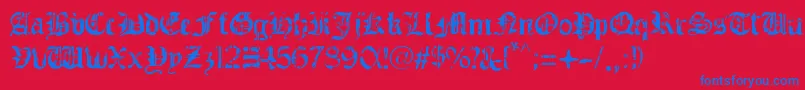 GuerraSanta Font – Blue Fonts on Red Background