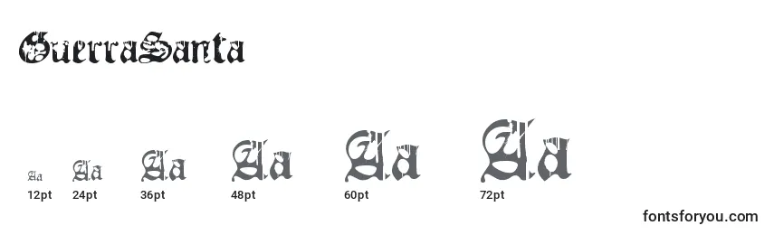 GuerraSanta Font Sizes
