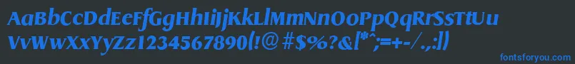 フォントDragonserialHeavyItalic – 黒い背景に青い文字