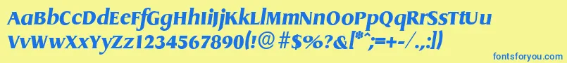Saiba mais sobre a fonte DragonserialHeavyItalic Fonte DragonserialHeavyItalic – fontes azuis em um fundo amarelo