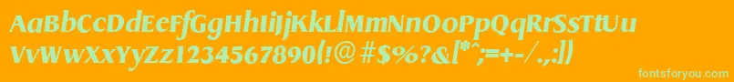 DragonserialHeavyItalic-Schriftart – Grüne Schriften auf orangefarbenem Hintergrund