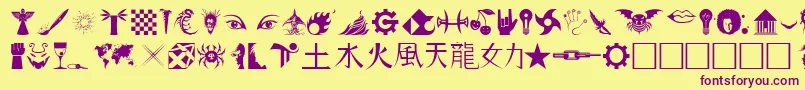 Hongs2Dings Font – Purple Fonts on Yellow Background