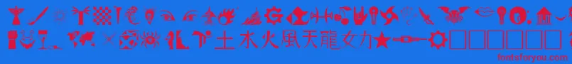 Hongs2Dings Font – Red Fonts on Blue Background