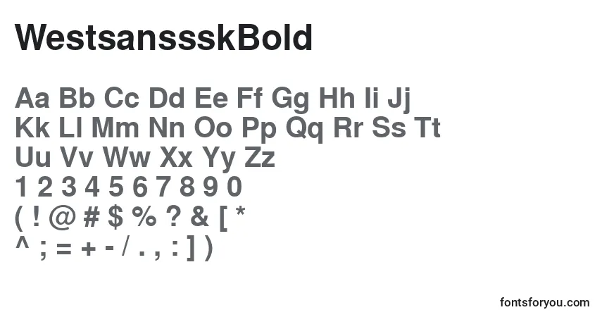 A fonte WestsanssskBold – alfabeto, números, caracteres especiais