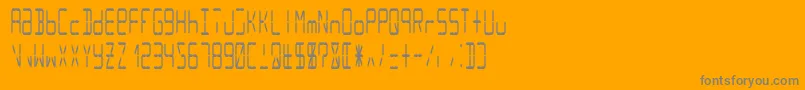 Lcd14condensed-Schriftart – Graue Schriften auf orangefarbenem Hintergrund