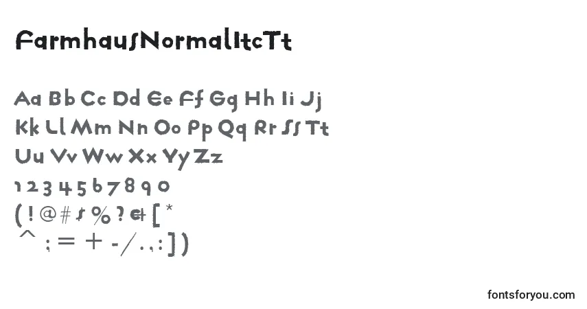 A fonte FarmhausNormalItcTt – alfabeto, números, caracteres especiais