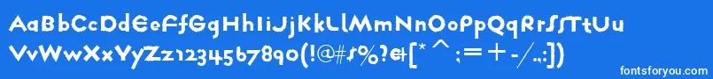 FarmhausNormalItcTt-Schriftart – Weiße Schriften auf blauem Hintergrund