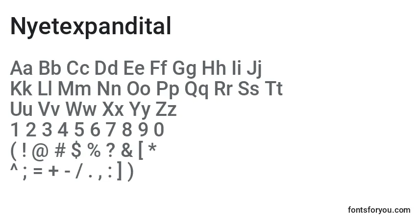 Nyetexpanditalフォント–アルファベット、数字、特殊文字