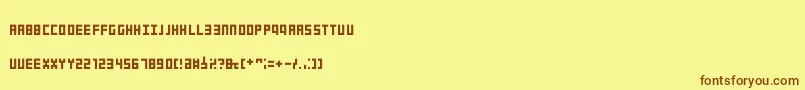 フォントObeluscompact – 茶色の文字が黄色の背景にあります。