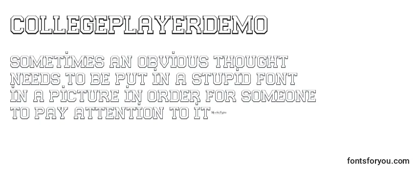 Review of the CollegePlayerDemo Font