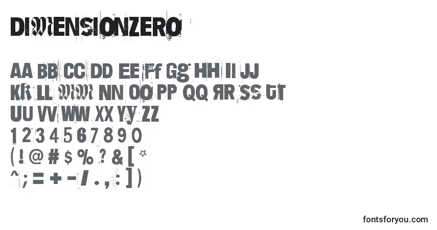 Schriftart DimensionZero – Alphabet, Zahlen, spezielle Symbole