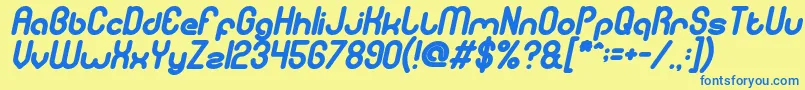 Fonte GitchgitchBoldItalic – fontes azuis em um fundo amarelo