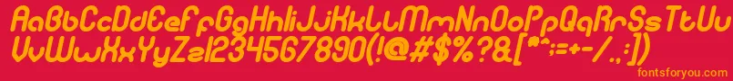 GitchgitchBoldItalic-Schriftart – Orangefarbene Schriften auf rotem Hintergrund