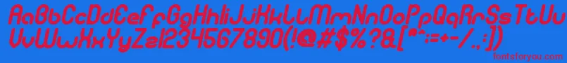 GitchgitchBoldItalic-fontti – punaiset fontit sinisellä taustalla