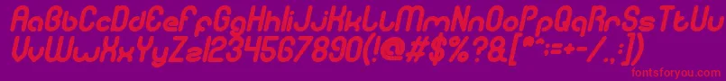 GitchgitchBoldItalic-fontti – punaiset fontit violetilla taustalla