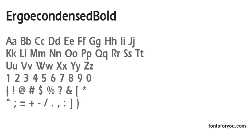 Шрифт ErgoecondensedBold – алфавит, цифры, специальные символы