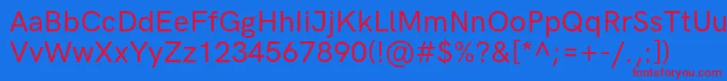 HkgroteskMediumlegacy-Schriftart – Rote Schriften auf blauem Hintergrund