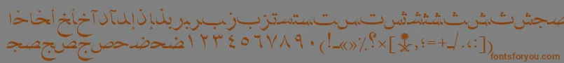 フォントAymNaskSUNormal. – 茶色の文字が灰色の背景にあります。
