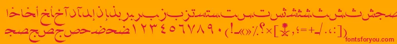 AymNaskSUNormal. Font – Red Fonts on Orange Background