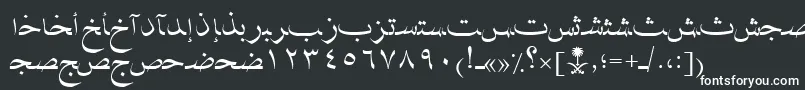 フォントAymNaskSUNormal. – 黒い背景に白い文字