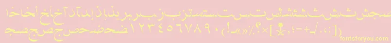 AymNaskSUNormal.-fontti – keltaiset fontit vaaleanpunaisella taustalla