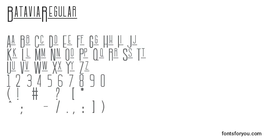 A fonte BataviaRegular – alfabeto, números, caracteres especiais
