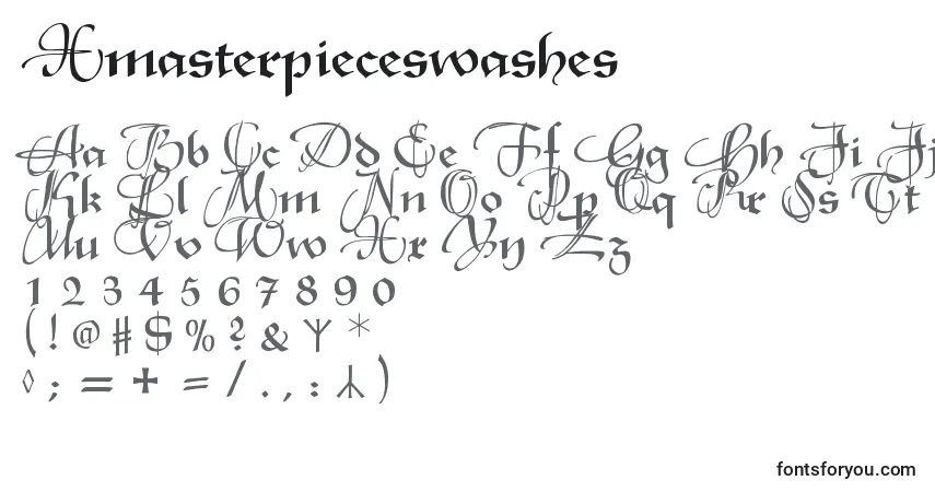 Schriftart Xmasterpieceswashes – Alphabet, Zahlen, spezielle Symbole