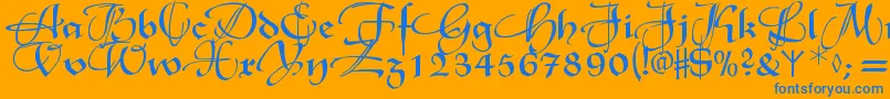Xmasterpieceswashes Font – Blue Fonts on Orange Background