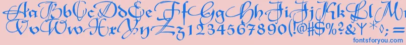 Xmasterpieceswashes Font – Blue Fonts on Pink Background