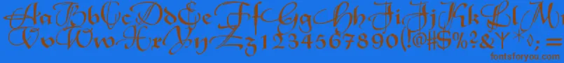 Xmasterpieceswashes Font – Brown Fonts on Blue Background