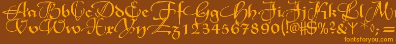 Xmasterpieceswashes Font – Orange Fonts on Brown Background