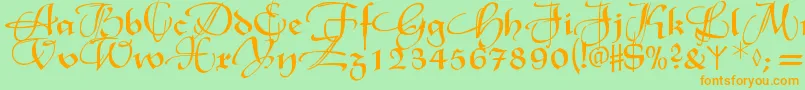 Xmasterpieceswashes-Schriftart – Orangefarbene Schriften auf grünem Hintergrund