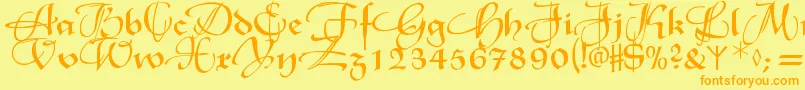 Xmasterpieceswashes Font – Orange Fonts on Yellow Background