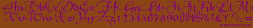 Xmasterpieceswashes Font – Purple Fonts on Brown Background