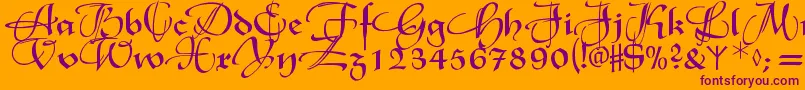 Xmasterpieceswashes Font – Purple Fonts on Orange Background