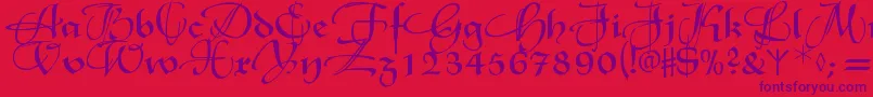 Xmasterpieceswashes Font – Purple Fonts on Red Background