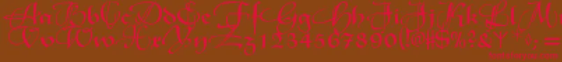Xmasterpieceswashes-Schriftart – Rote Schriften auf braunem Hintergrund
