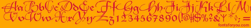 Xmasterpieceswashes-Schriftart – Rote Schriften auf orangefarbenem Hintergrund