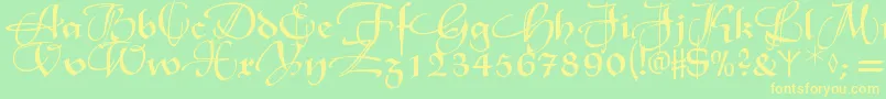 Xmasterpieceswashes Font – Yellow Fonts on Green Background