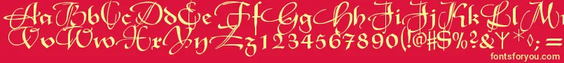 Xmasterpieceswashes Font – Yellow Fonts on Red Background