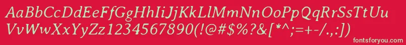 AveriaserifLightitalic Font – Green Fonts on Red Background