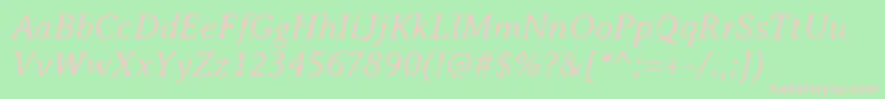 Weitere Informationen zur AveriaserifLightitalic-Schriftart AveriaserifLightitalic-Schriftart – Rosa Schriften auf grünem Hintergrund
