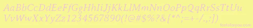 フォントAveriaserifLightitalic – ピンクのフォント、黄色の背景