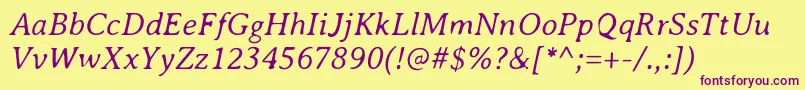 AveriaserifLightitalic-Schriftart – Violette Schriften auf gelbem Hintergrund
