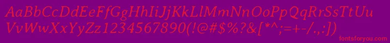 フォントAveriaserifLightitalic – 紫の背景に赤い文字