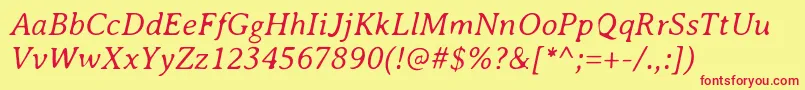 AveriaserifLightitalic Font – Red Fonts on Yellow Background