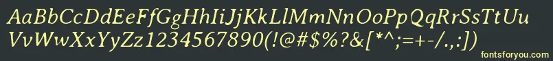 AveriaserifLightitalic-fontti – keltaiset fontit mustalla taustalla
