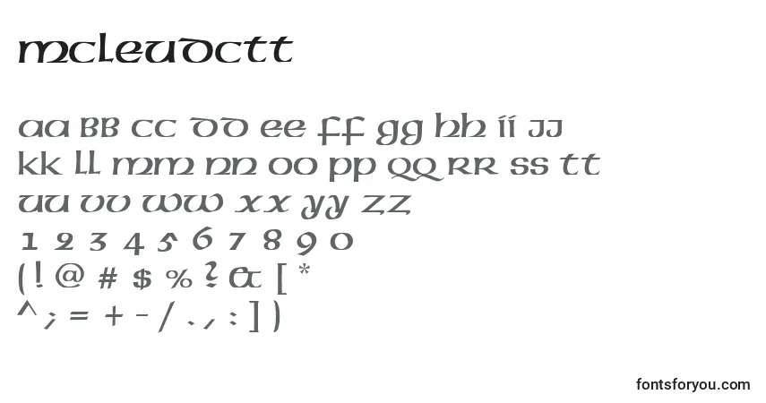 A fonte Mcleudctt – alfabeto, números, caracteres especiais