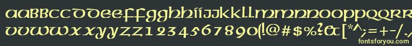 フォントMcleudctt – 黒い背景に黄色の文字