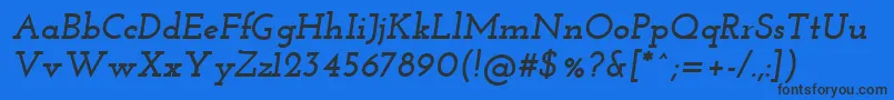 JosefinSlabBoldItalic-Schriftart – Schwarze Schriften auf blauem Hintergrund